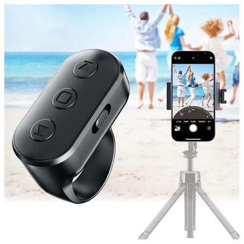 Wireless Bluetooth Camera Remote Shutter for iPhone & Android - Zoom Control, Ha
