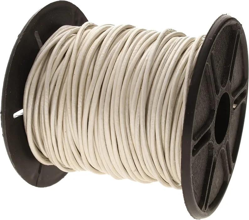 Metallic Pearl Silver Genuine 1mm Round Leather Cord 25 Yard Roll