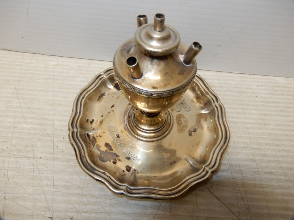ANTIQUE GORHAM SILVER PLATED FLUID LAMP CIGAR LIGHTER