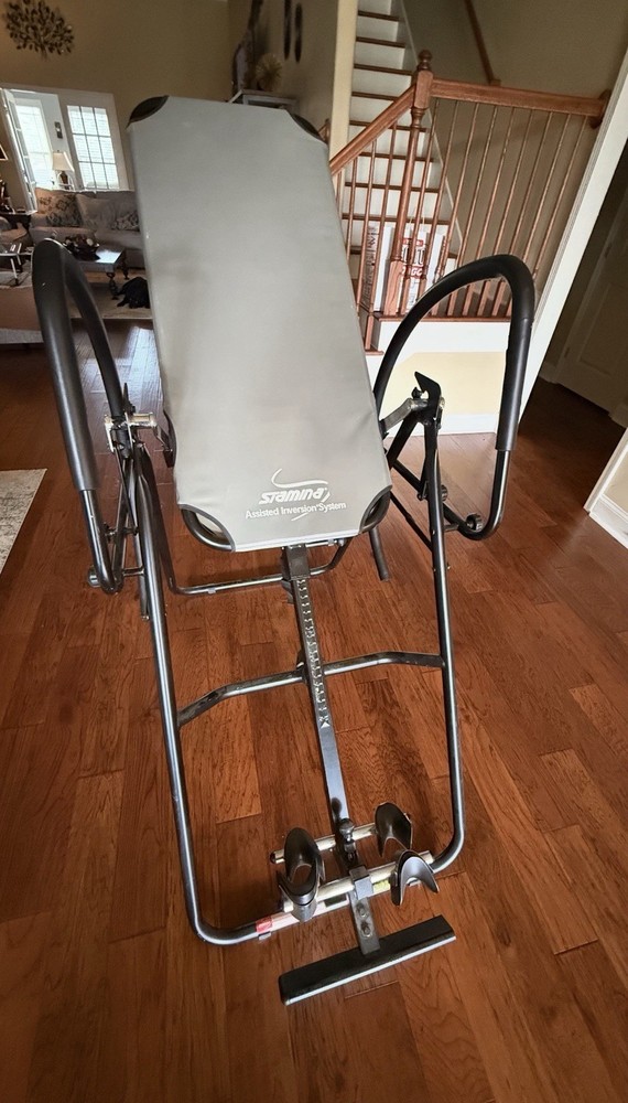 Stamina Adjustable Inversion Table Steel Gray Black for Back Gym Training