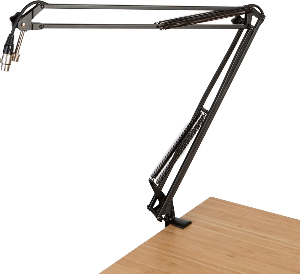 Spring-Loaded Desk-Mounted Microphone Boom Arm for Broadcasts, Podcasts, Content