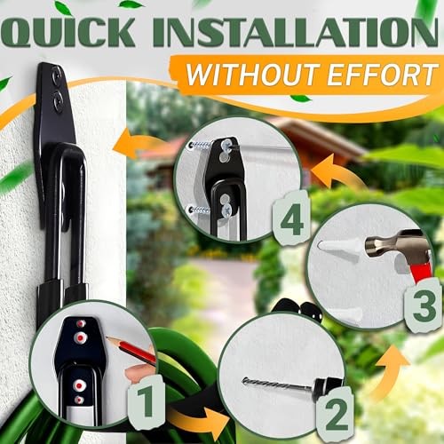 Hose Hook Wall Mount - Rust-Resistant, Scratch Wall Mounted Garden Hose Hanger