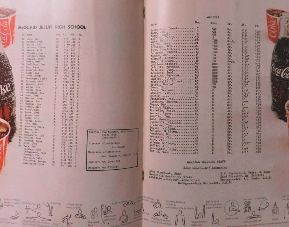 1971 McQuaid vs Aquinas High School Football Program