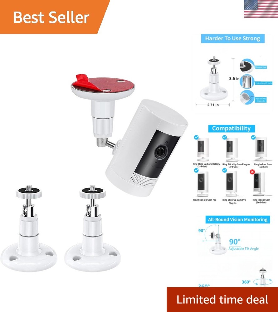 2-Pack Adjustable Security Wall Mount for Ring & Arlo Cameras - Easy Install