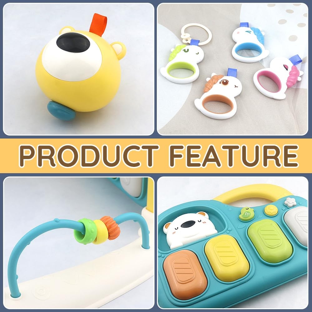 Baby Piano Play Gym Mat with Music and Light (Bear)