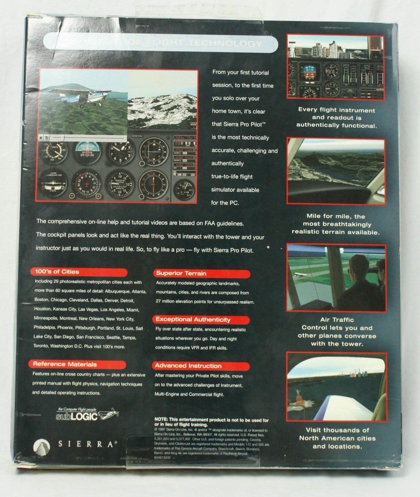 Sierra Pro Pilot Flight Simulator Windows CD PC Game 1997 With Box