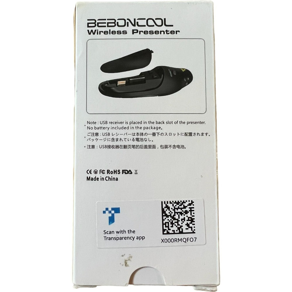 Beboncool D100 Wireless Presenter Remote | USB PowerPoint Clicker Laser Pointer