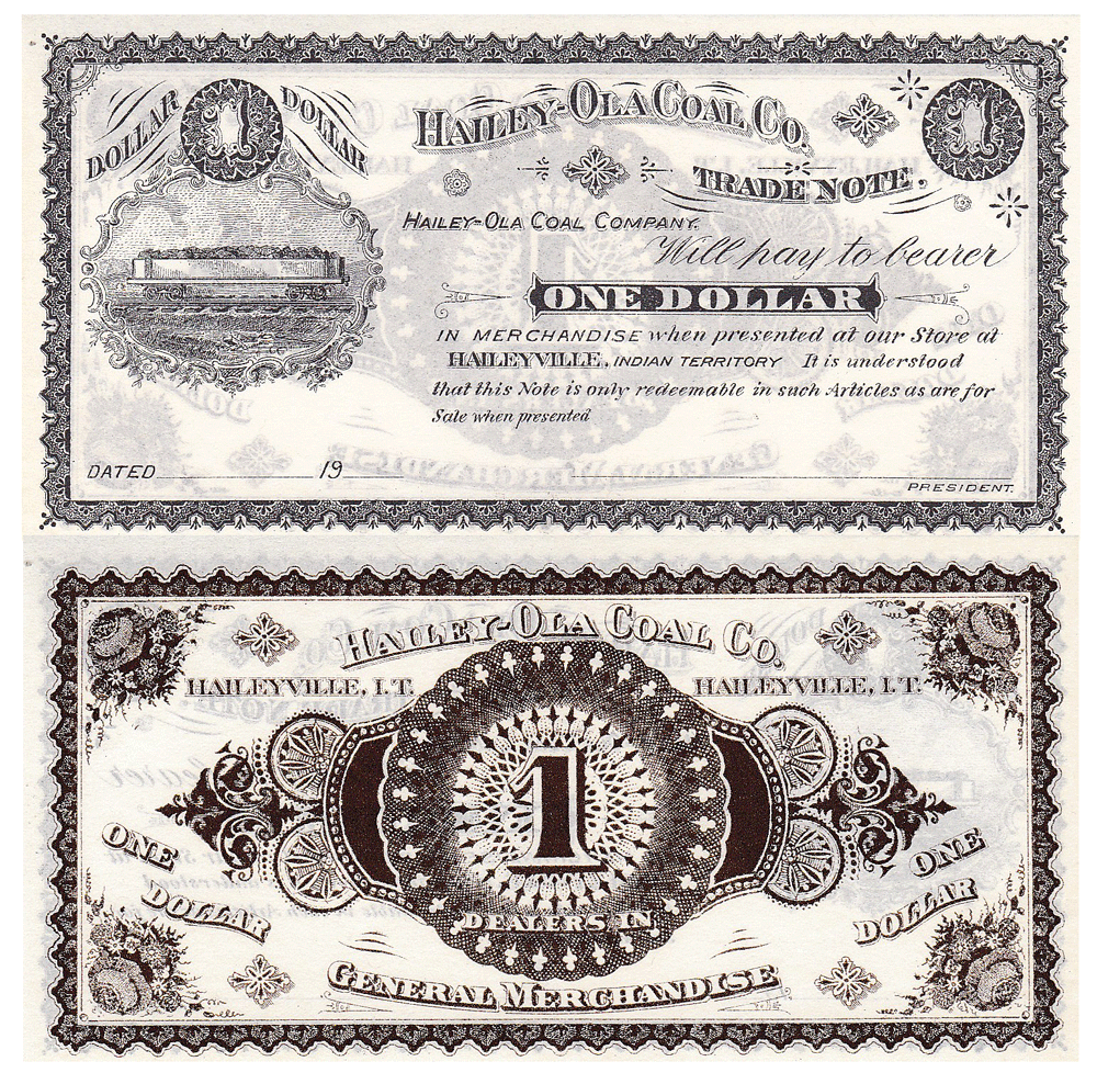 1900's $1 Indian Territory Oklahoma Hailey-Ola Coal Co. Obsolete Uncirculated