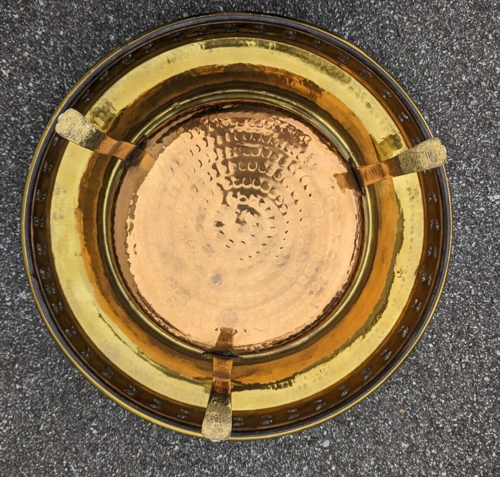 Middle Eastern Turkish Brass & Copper Incense Burner Brazier Warmer Eagle Top
