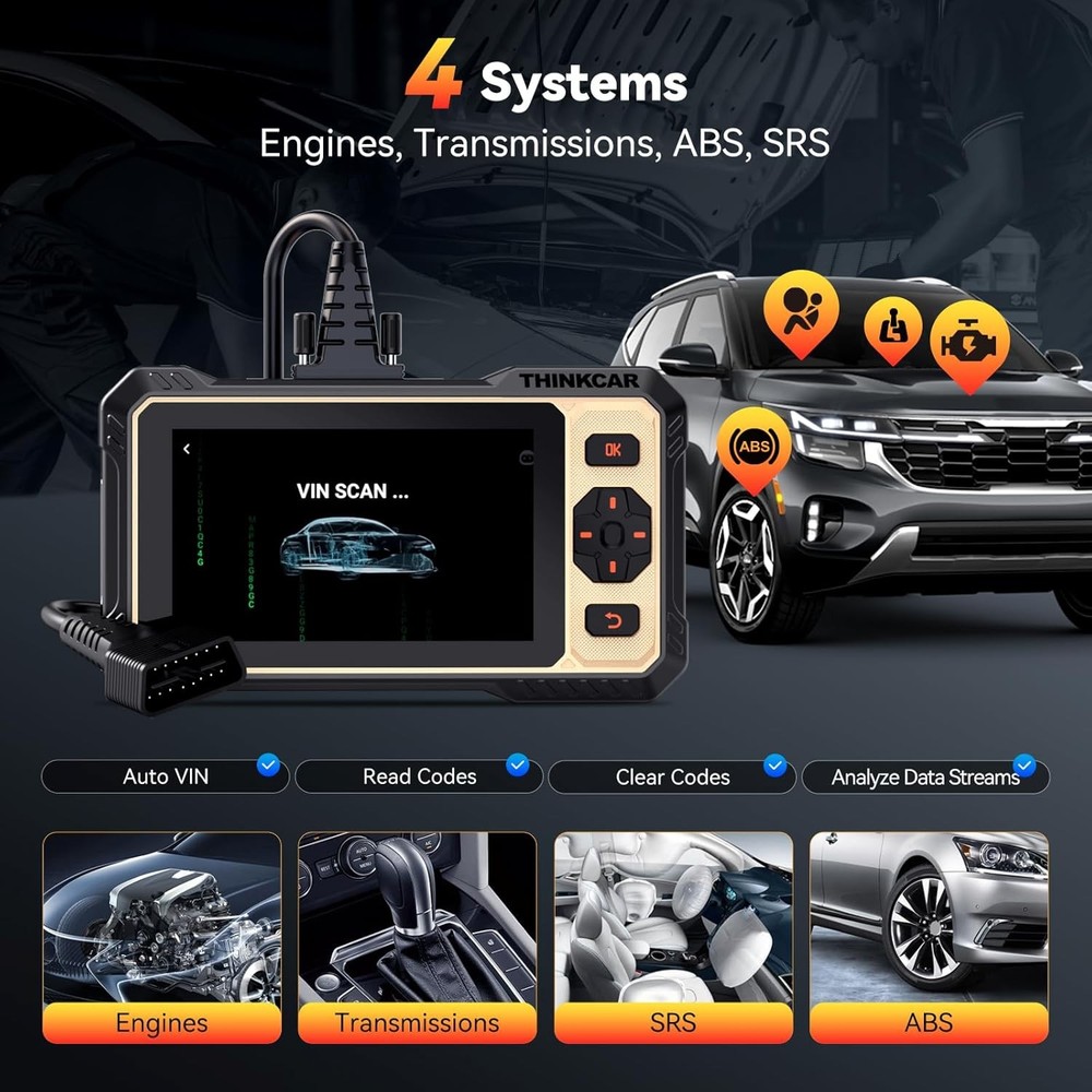 ThinkScan 662 ABS SRS Engine Drivetrain System OBD2 Diagnostic Tool Action Test