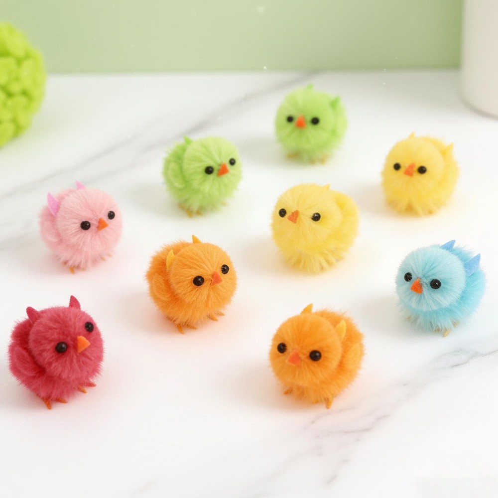 18x Mini Easter Chicks Tiny Chenille Chicks for Easter Egg Fillers Dollhouse