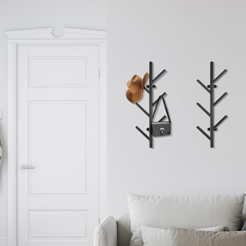 2 Pack Vertical Coat Rack Wall Mount,Metal Vertical Hat Rack for Wall(16