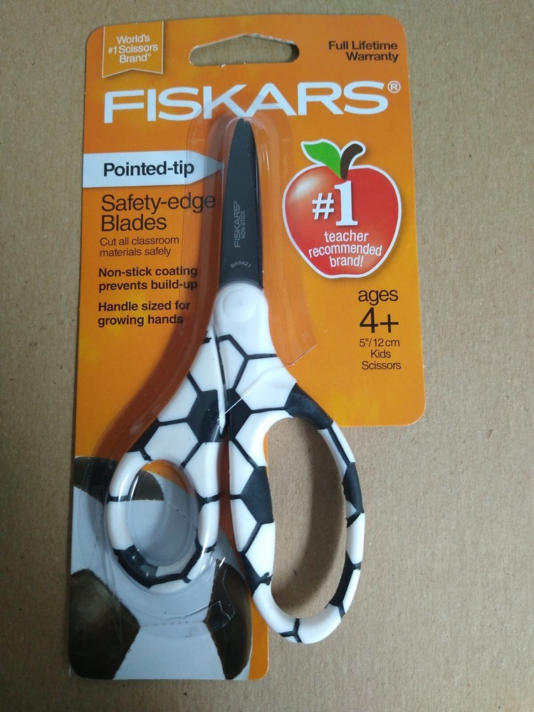 Fiskars 5" Non-Stick PointedTip Scissors Soccer Handles