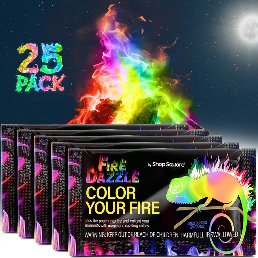 Fire Dazzle Fire Color Changing Packets for Fire Pit - 25 Pack Color Packets, Fl