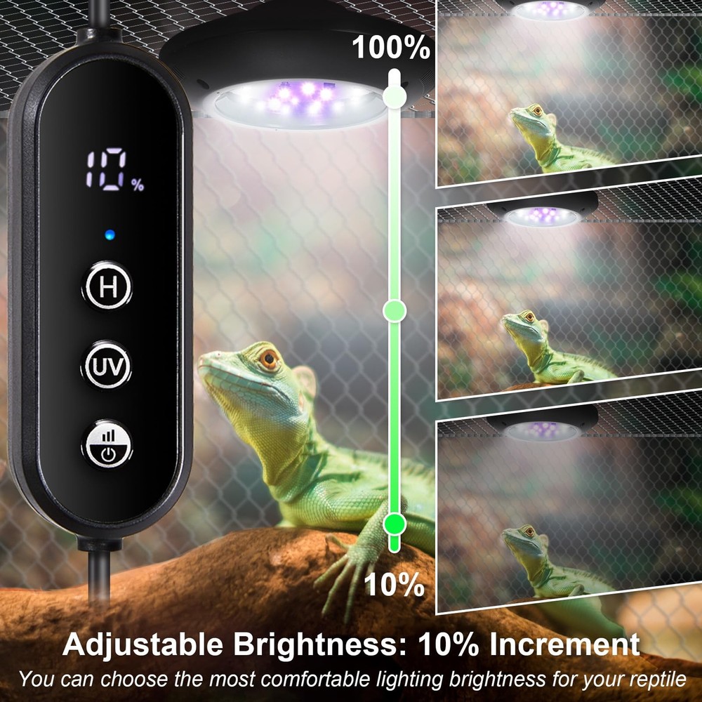 LED UVB Light for Reptiles, 8W UVA UVB Lamp – Timer Switch, Adjustable Bright...