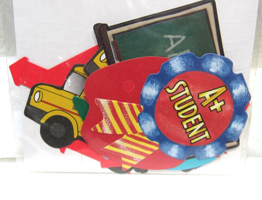 School Days Scrapbook Die-Cuts – 12 Assorted Accents (Decorative & Solid) New