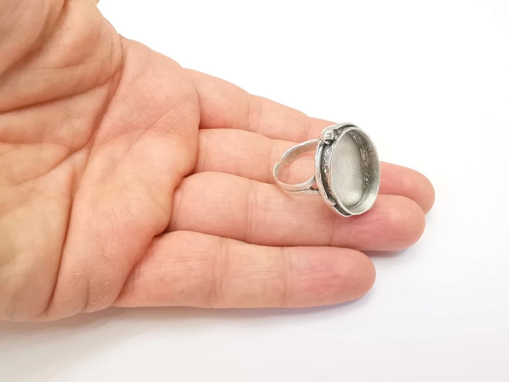Large Ring Setting Resin Ring Blank Cabochon Mounting Adjustable Dried Flower