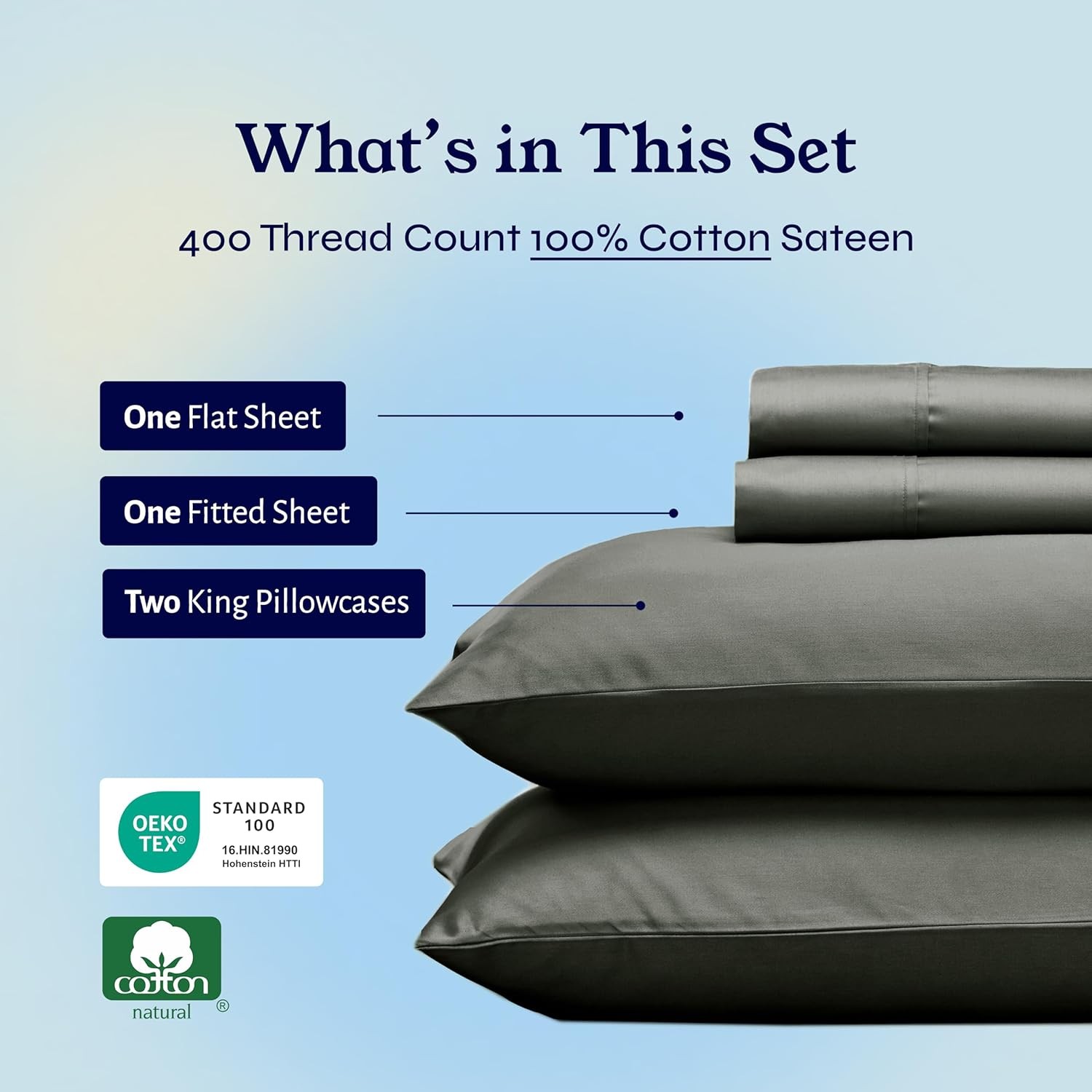 King Size Sheet Set - Soft 400 Thread Count Sateen