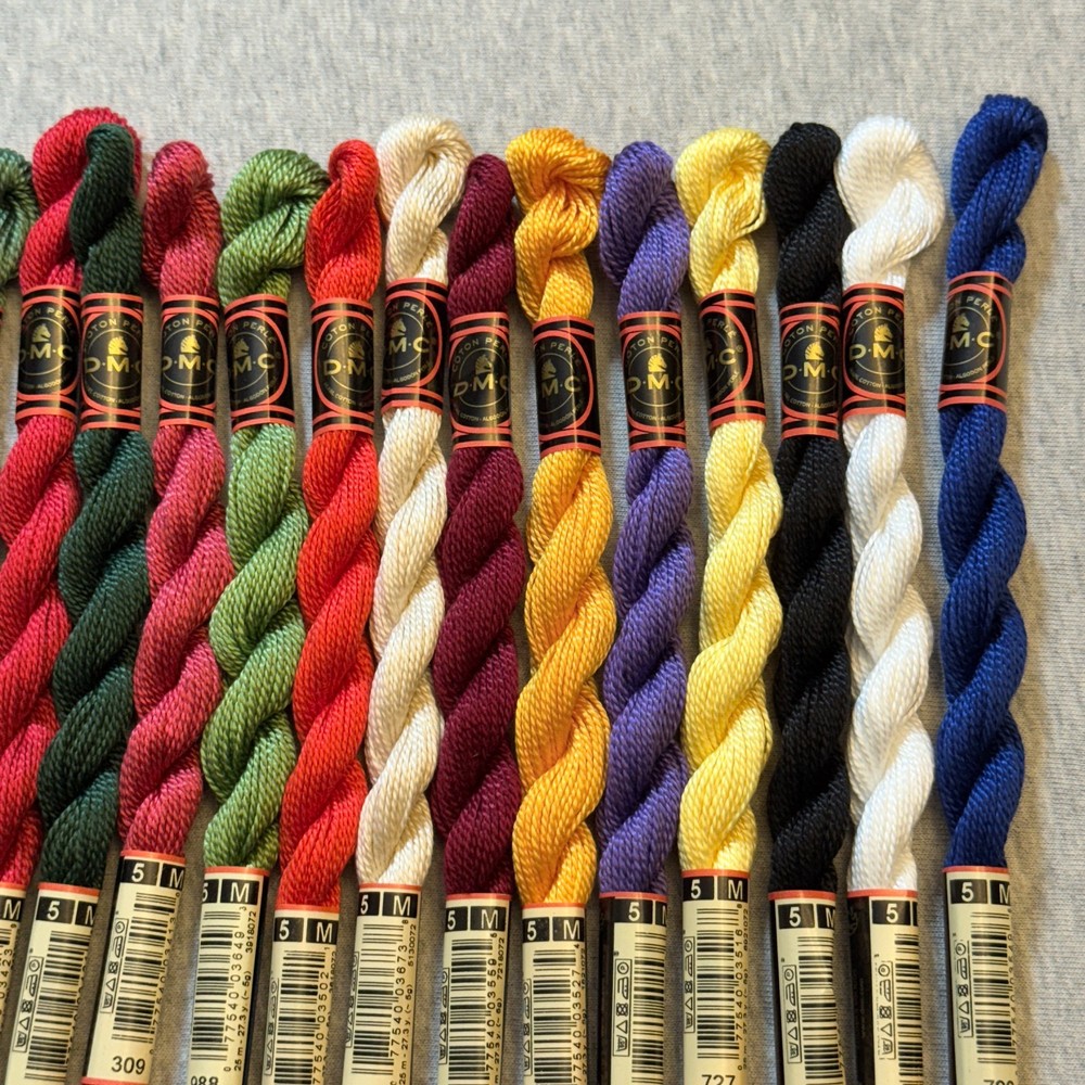 20 DMC Coton Perle Size 5 Thread 100% Cotton Assorted Colors No Repeats
