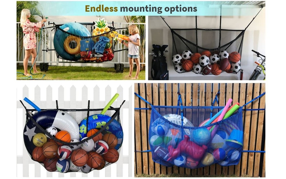 MeshTitan Heavy-Duty Pool Storage Bag - Giant Adjustable Pool Float Organizer...