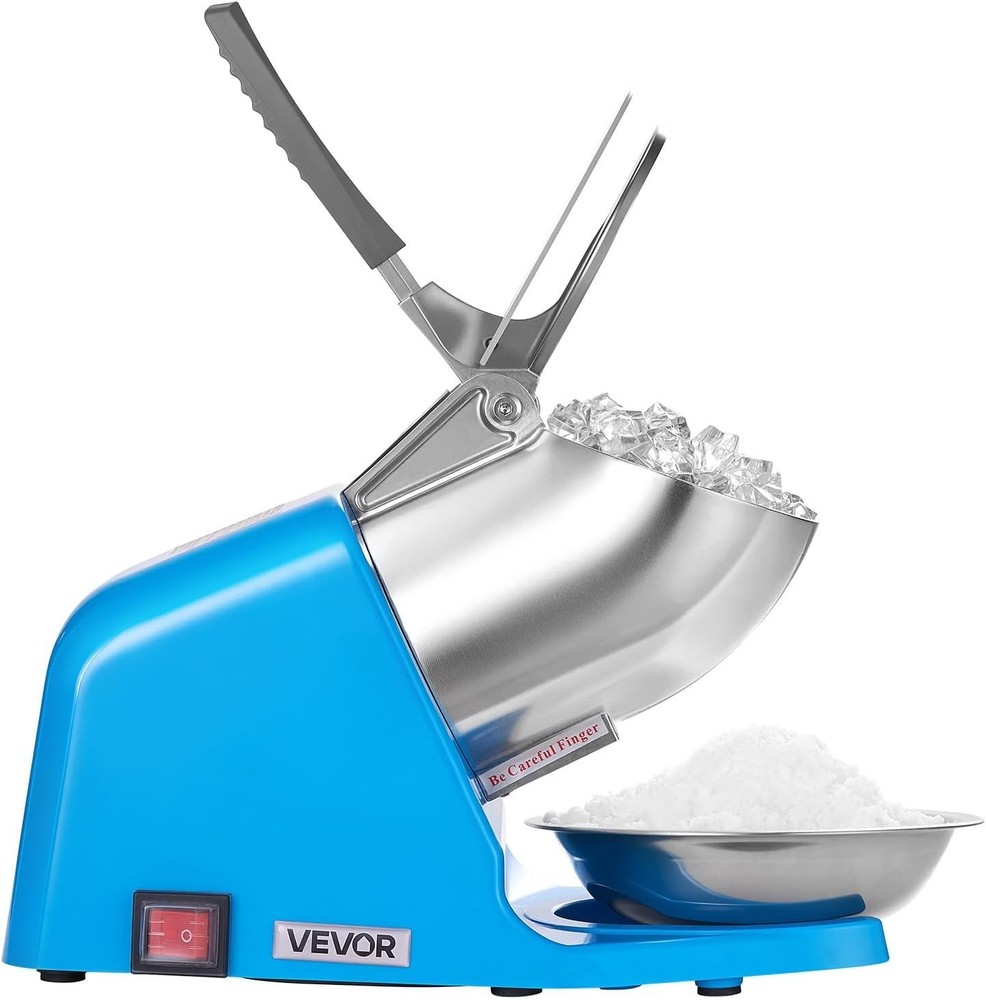 Ice Crusher Machine - 286lbs/hr Electric Snow Cone Maker, Compact Design