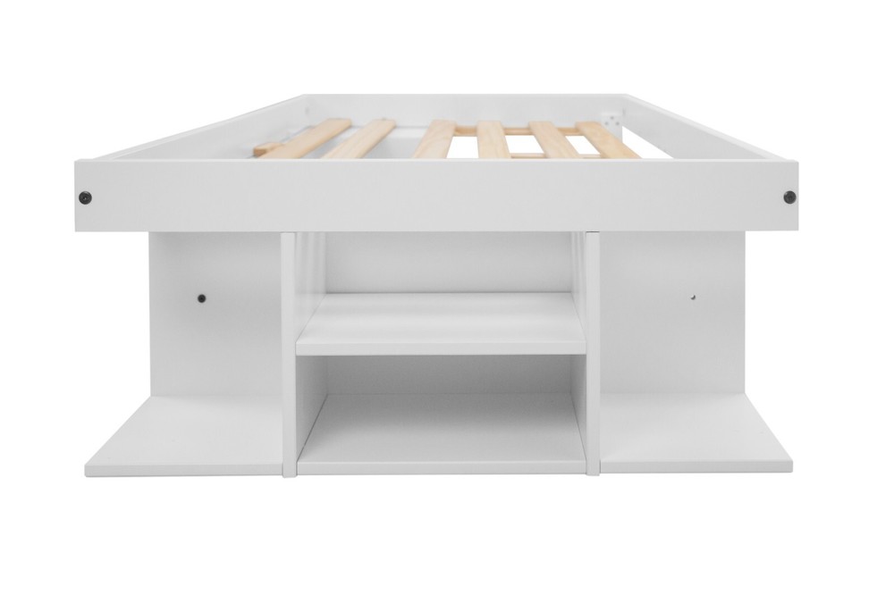 Memomad Bali Bed - Twin Size Storage Platform Bed Frame with Drawers (White)