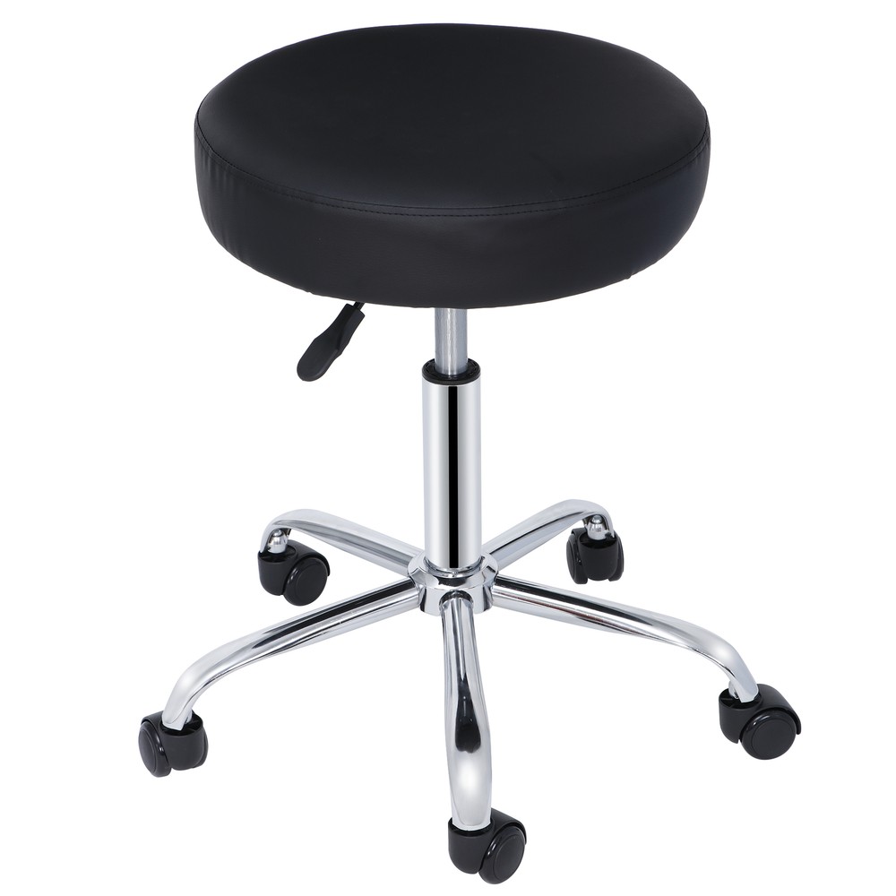 Round Adjustable Rolling Medical Stools Work Medical Stool with Wheels Black