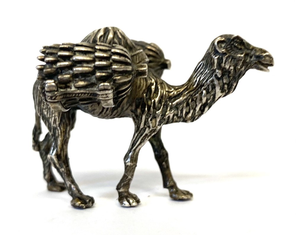 Lovely Miniature Solid Silver Camel Carrying Two Baskets