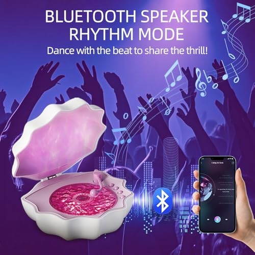 Ocean Wave Projector Light, Shell Night Light Built-in Bluetooth Speaker, Pink