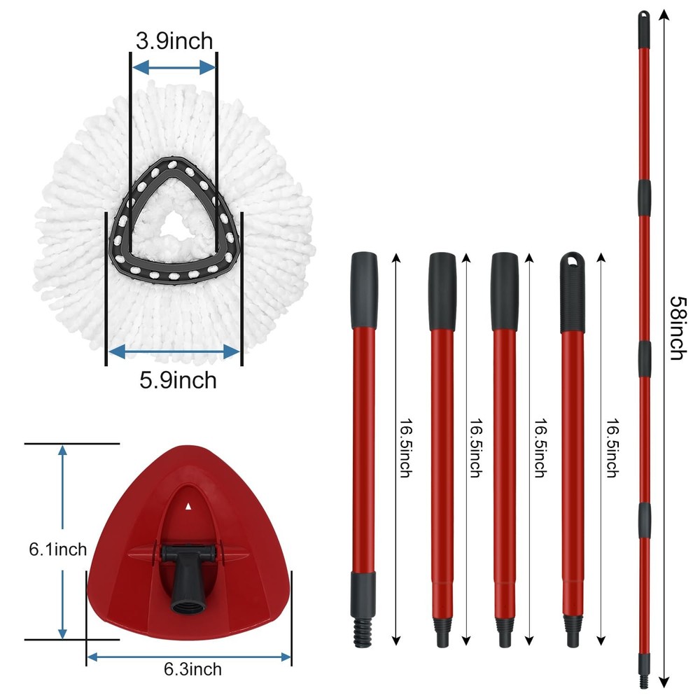 Mop Replace Heads Mop Handle and Mop Base Replacement for O Cedar EasyWring 1...