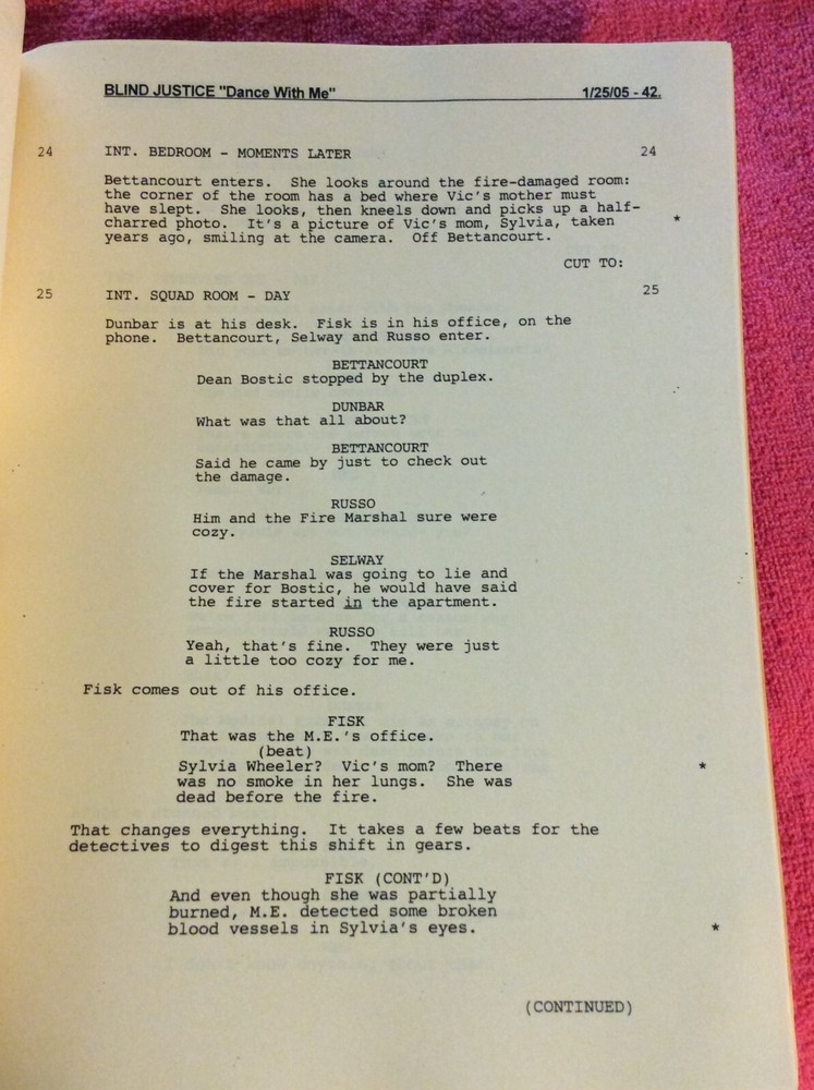 ORIGINAL SCRIPT BLIND JUSTICE DANCE WITH ME STEVEN BOCHCO RON ELDARD NICHOLS