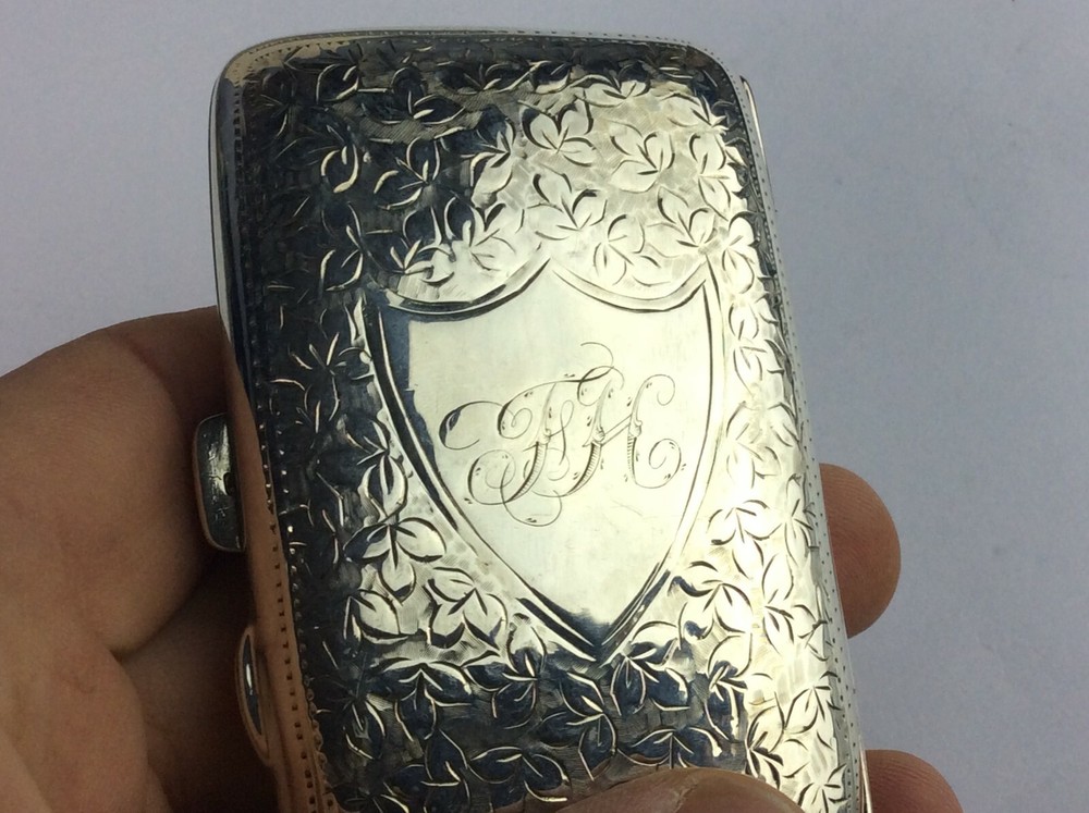 Beautiful Solid Silver Edwardian Cigarette Case Birmingham 1910 Ship Worldwide