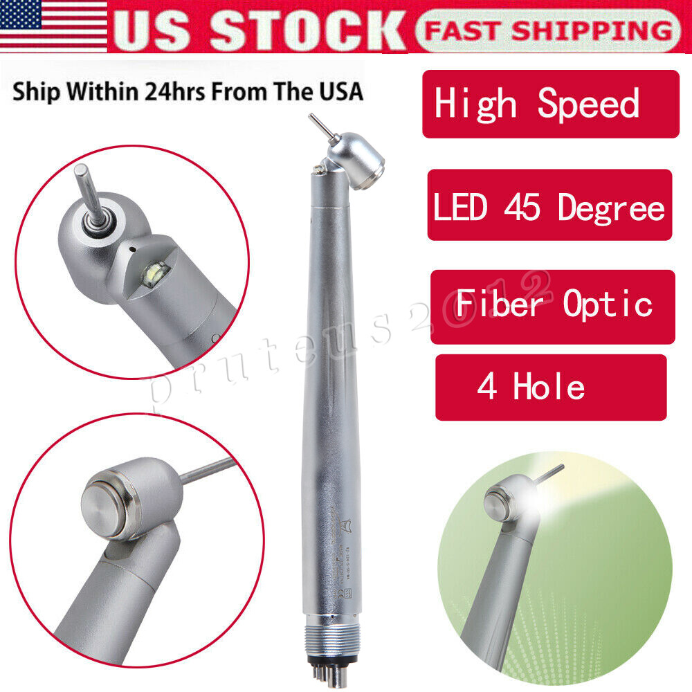 Dental 45 Degree Surgical High Speed Handpiece Led E-generator Push Button 4Hole