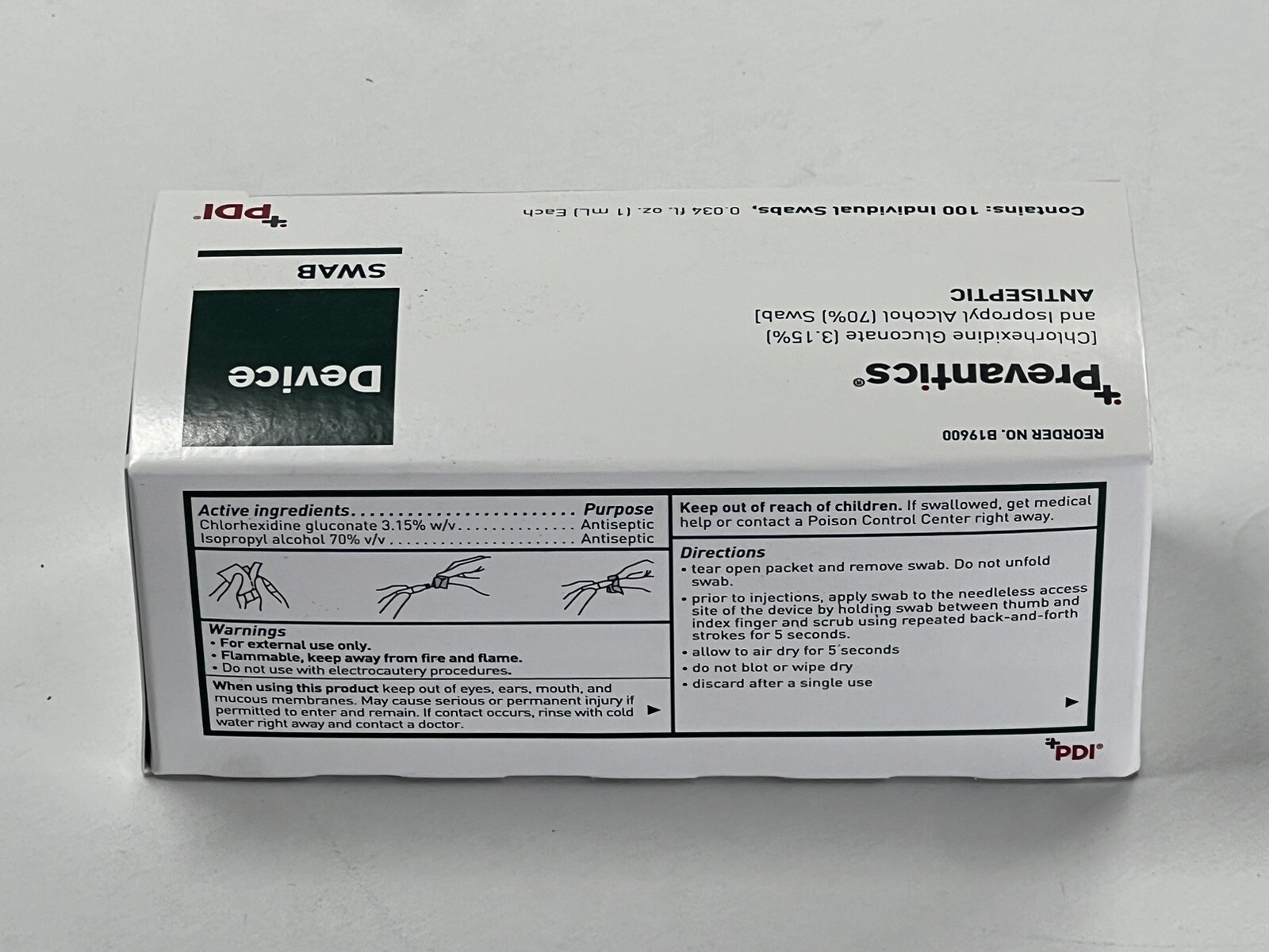 PDI Device Prevantics B19600 Antiseptic Swab | 100 Swabs