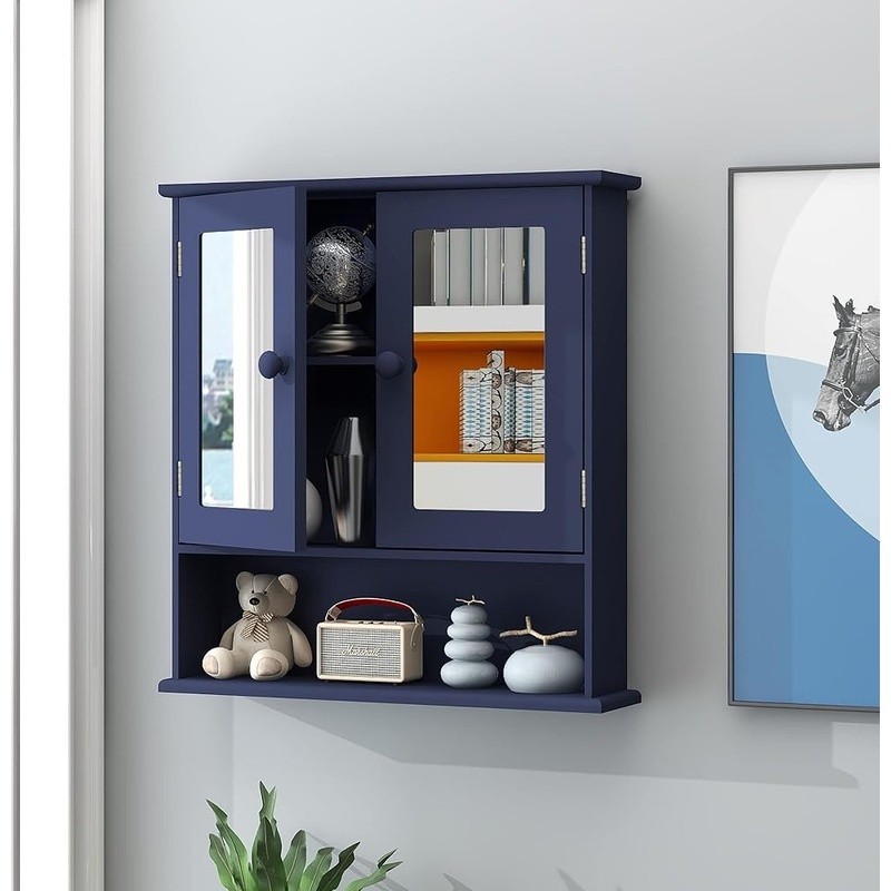 Bathroom Wall Cabinet W/ Mirror Adjustable Shelf Space Saving Storage Organizer