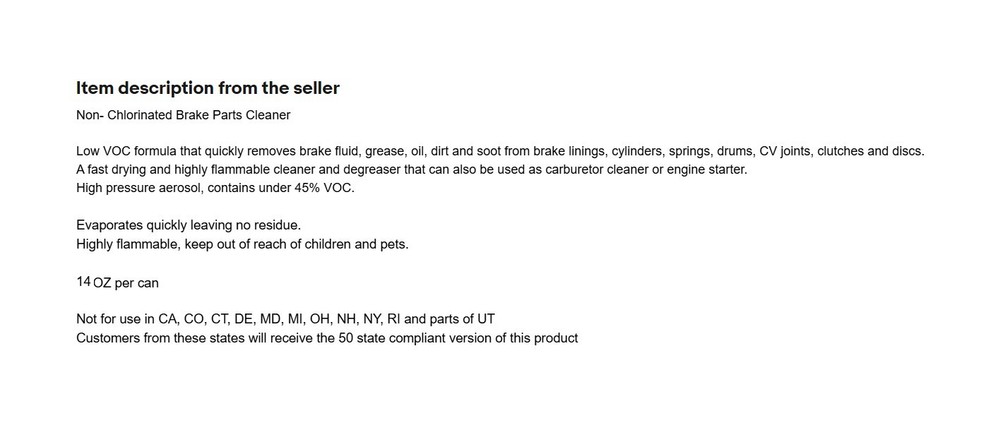 BPROAuto 1BP00581AA Brake Cleaner