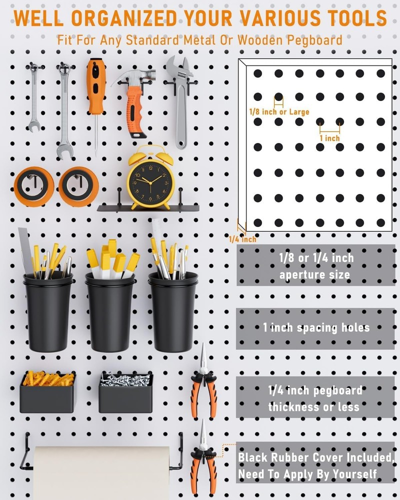 30PCS Peg Board Organizer Accessories Kit, Pegboard Hooks Assortment