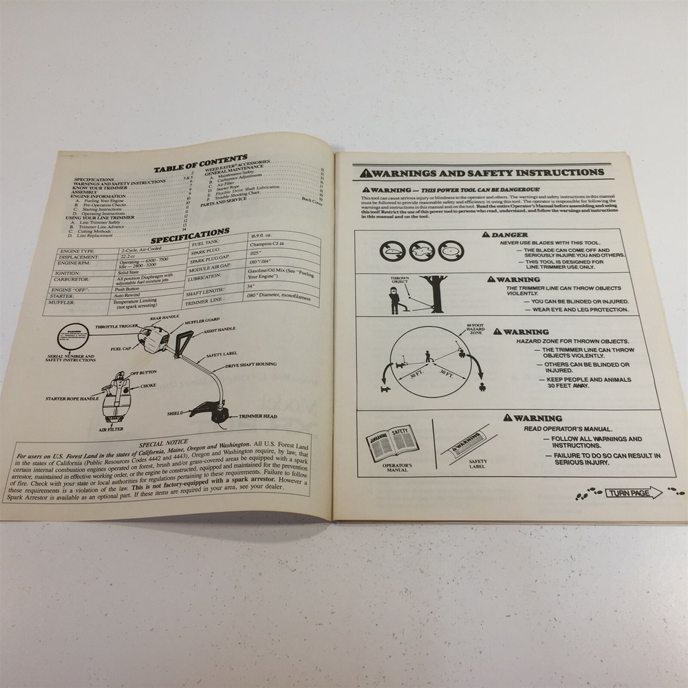 Weed Eater XR20T Trimmer Operator's Manual