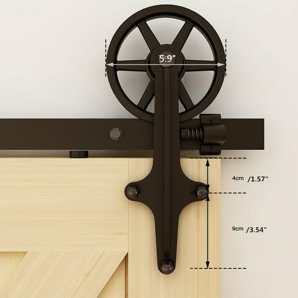 CCJH 4-20FT Sliding Barn Door Hardware Basic Black Roller Kit Single/Double Door