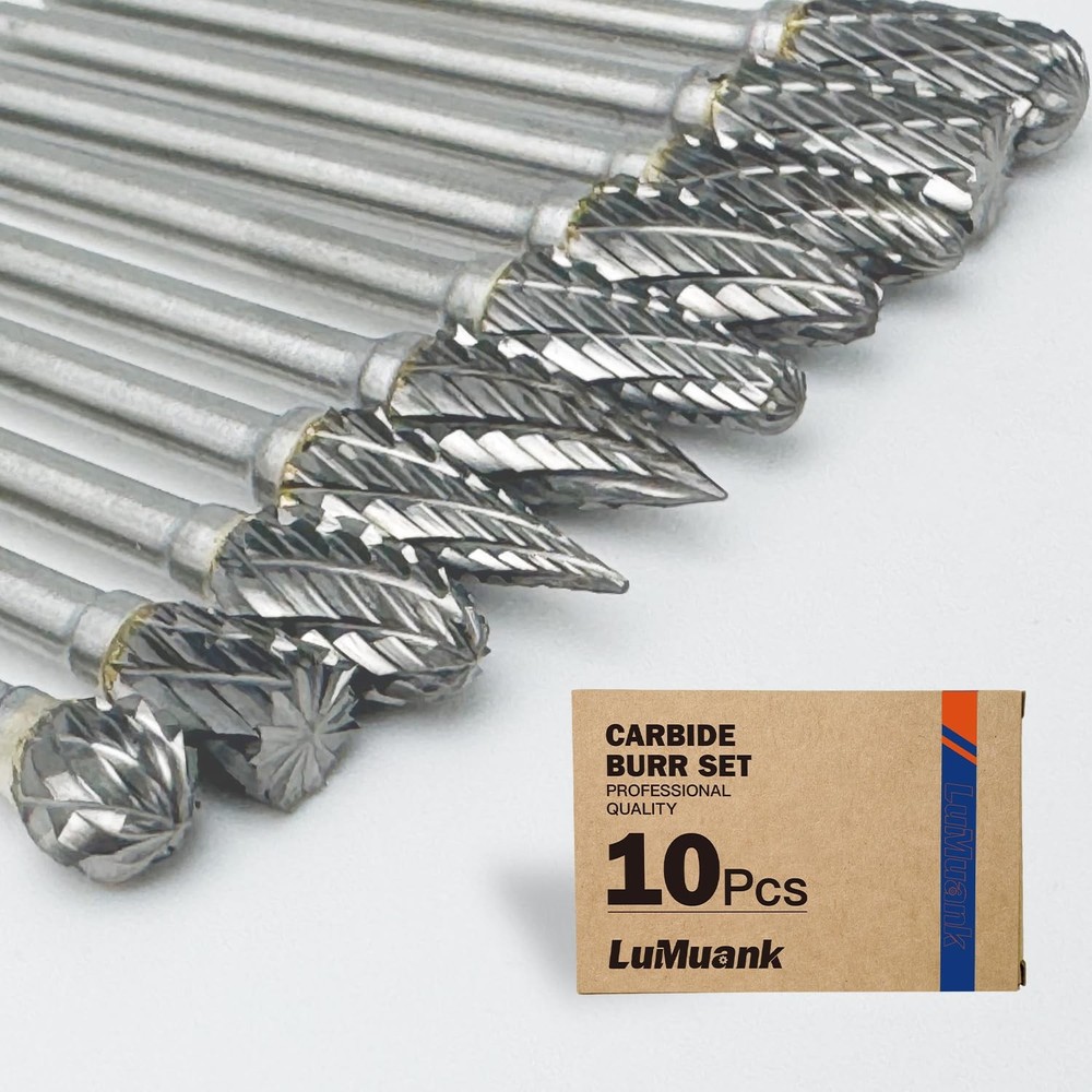 10Pcs Carbide Burr Bits Set Compatible with Dremel 1/8", Rotary Tool Bits wit...