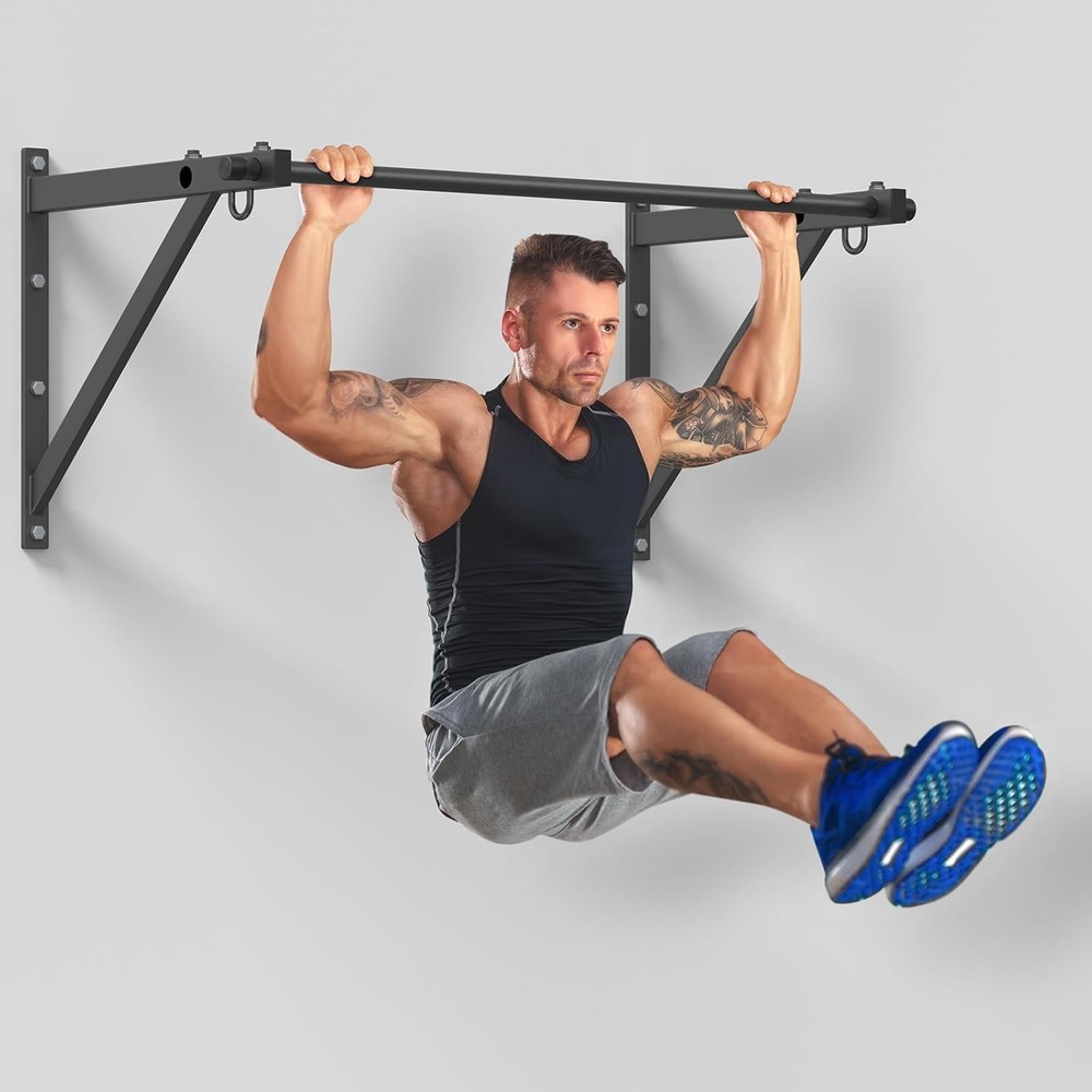 Wall Mounted Pull Up Bar Adjustable Depth 51" Chin Up Bar Strength Training