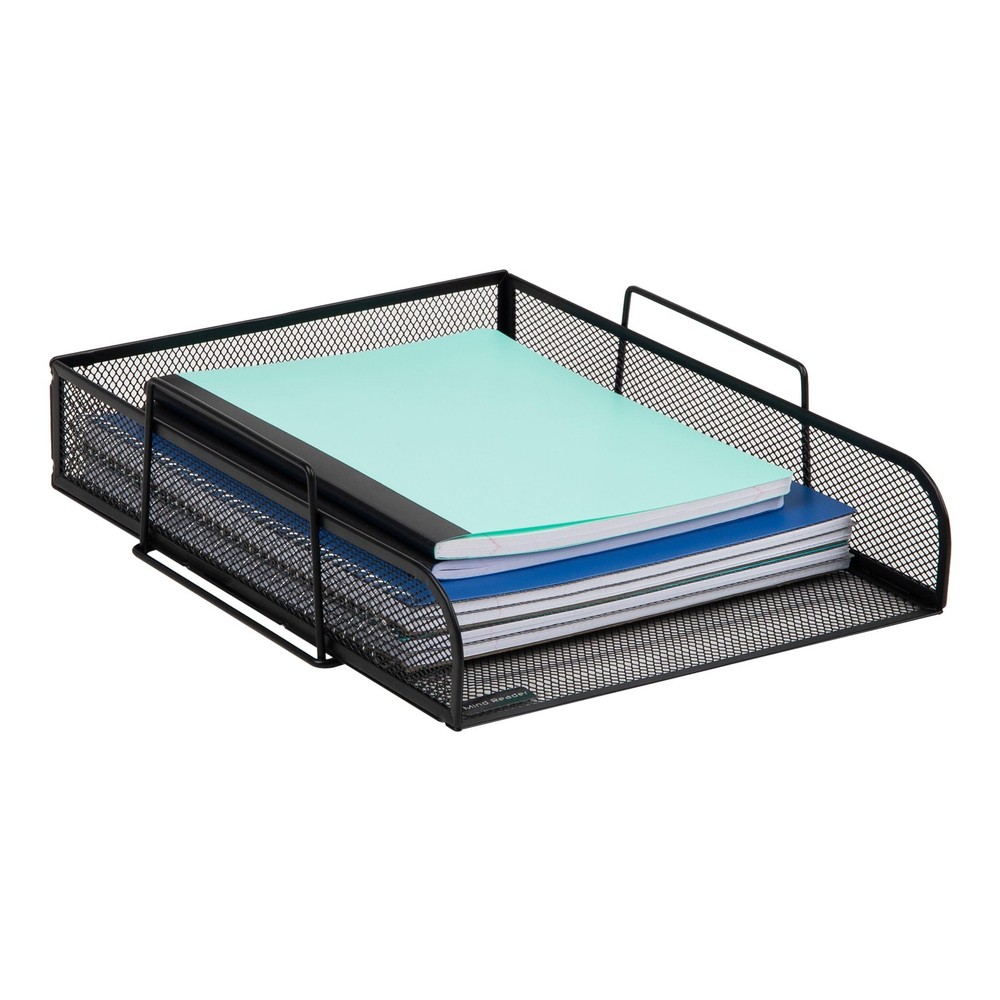 Stackable Tray, Desktop Organizer, File Storage, Office, Metal Mesh, 10.5" L ...