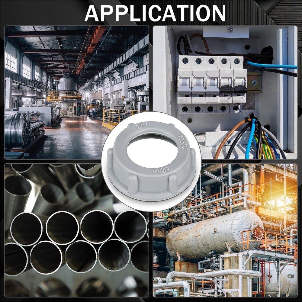 Pushglossy 100 Pcs Plastic Insulating Bushing Threaded 1-1/2 Inch, Gray