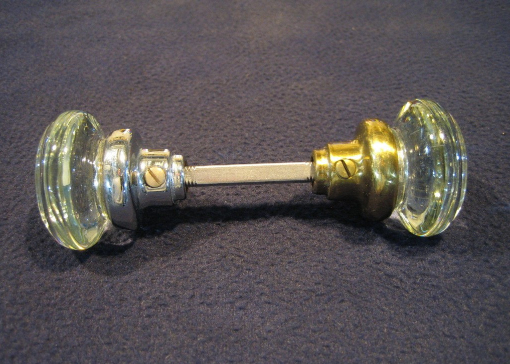 Incredible Pair Antique Victorian Round Crystal Glass Door Knobs early 1900's