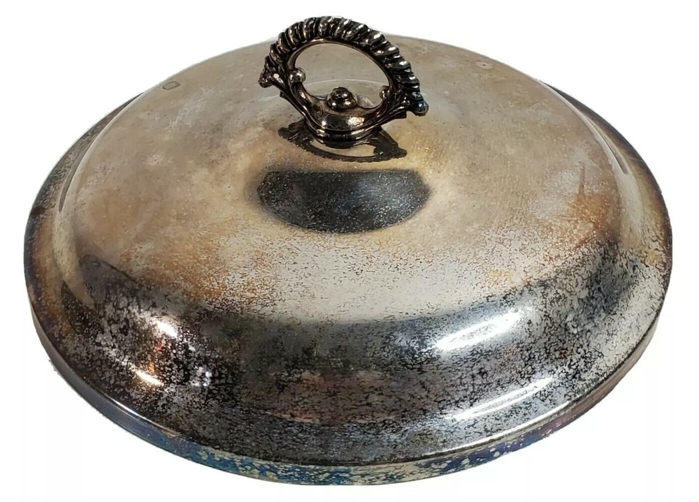 Rogers Silverplated Lid ONLY 9.5" Round Regal Handle Tarnish Stained Replacement