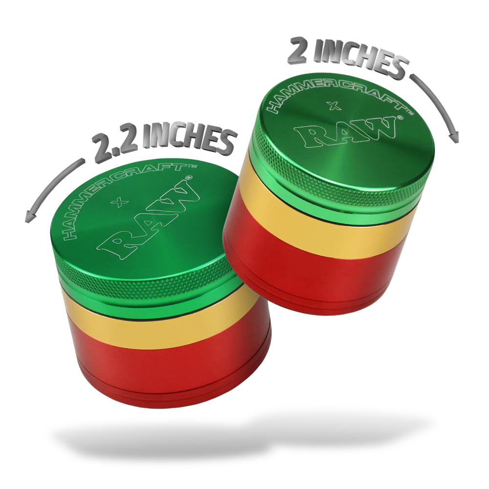 RAW x Hammercraft Four Piece Aluminum Grinder | Rasta | 2 Diameter