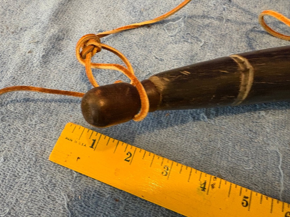 Vintage Muzzleloader Powder Horn with Leather Strap Wood Plug