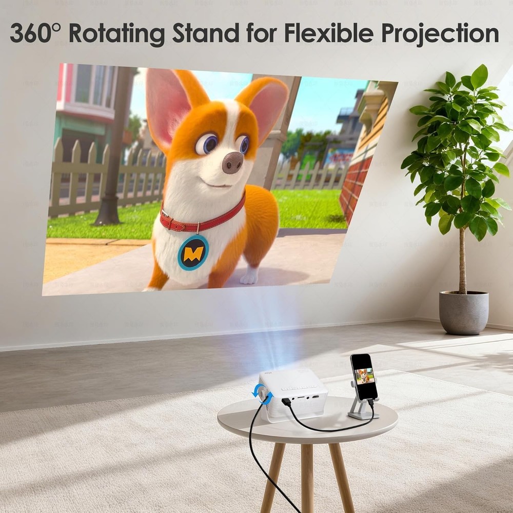 Mini Projector with 1080P Support, WiFi 6 Connectivity & Elegant Portable Design