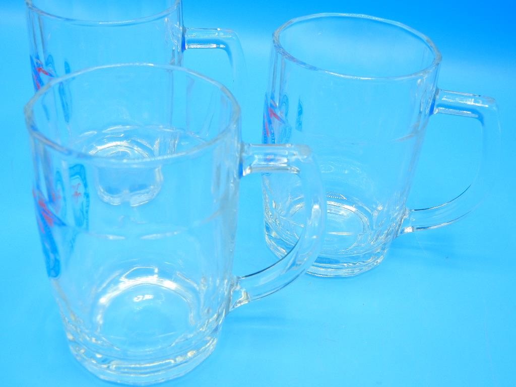 Vintage Japan KIRIN Beer Glass Mugs Lot of 3 Classic Logo 4-1/2" High