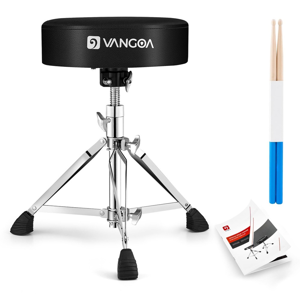 Adjustable Drum Throne Stool Double Braced with Drumsticks